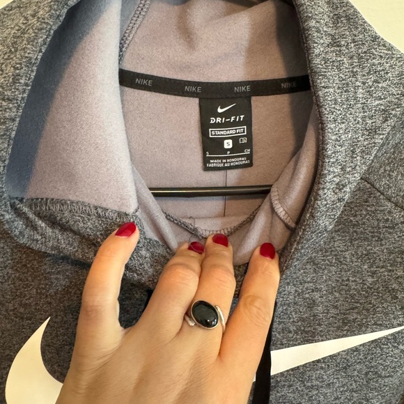 Nike Men's Charcoal Hoodie with White Logo - Picture 3 of 5